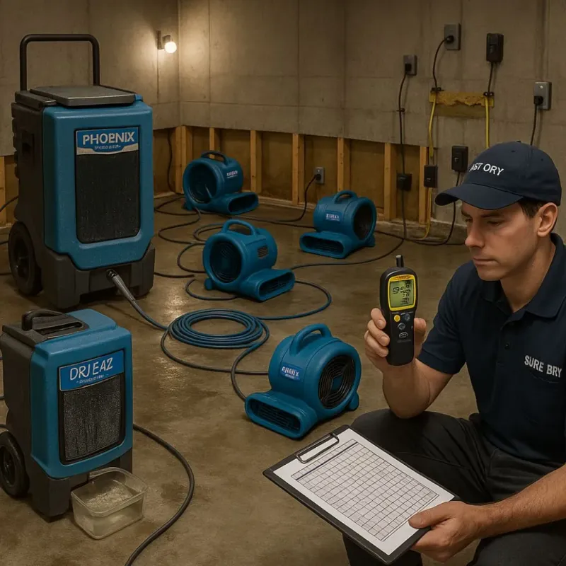 Structural Drying and Dehumidification process in Tolland County, CT